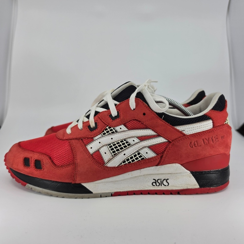Asics Gel Lyte 3 Sneaker Mens Size 12 Crimson Black White H30DK Low Top Classic